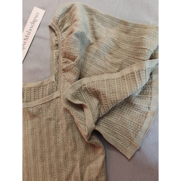 Women's Catherine Malandrino Pointelle Square Neck Viscose Blouse Small Sage - Picture 4 of 7